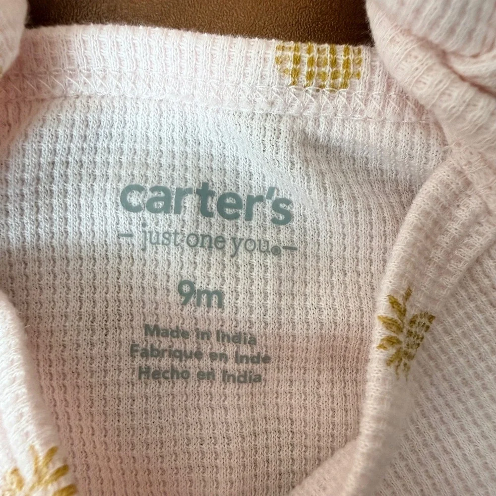 Carters Just One You Baby Girls Romper Lot 2pc 9M Pineapple Butterfly Pink White
